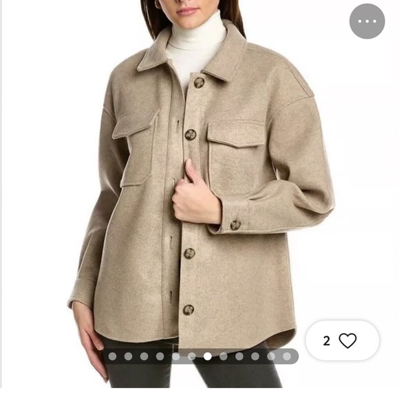 AVEC LES FILLES Buttondown Shacket in Beige Oat Melange, Size Small - Picture 3 of 3
